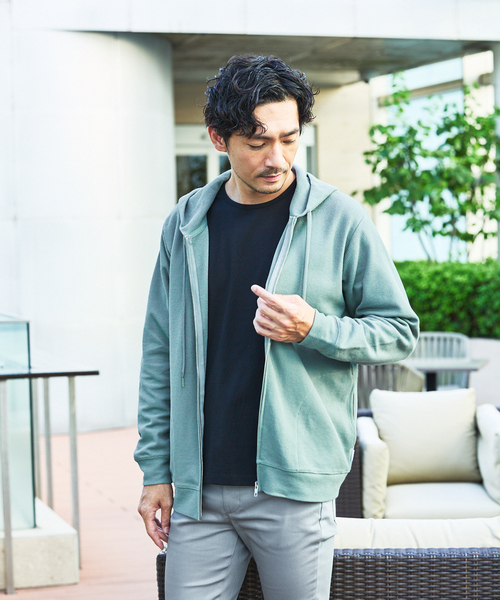 ABAHOUSE GRAY ブルゾン アウター ダブルジャージ 鹿の子 ジップ