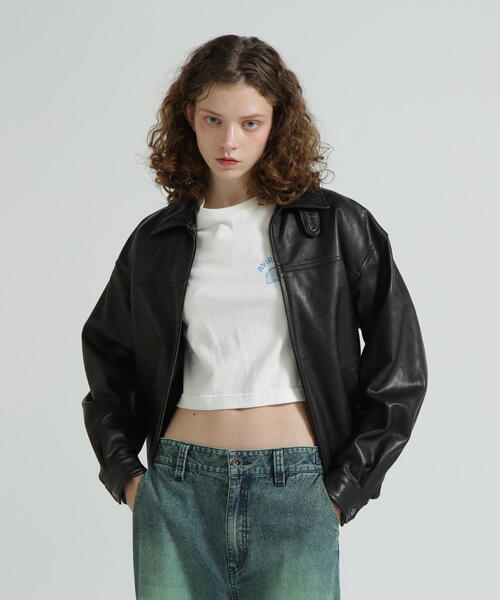 ブルゾン アウター 「直営店限定」GOAT VEGE SWING TOP/LEATHER JACKET レディースの画像
