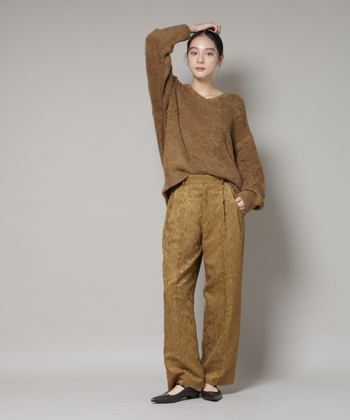 パンツ ジャガードタックパンツ レディース