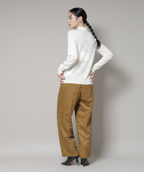 パンツ ジャガードタックパンツ レディース