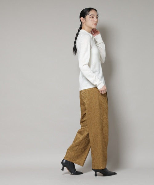 パンツ ジャガードタックパンツ レディース