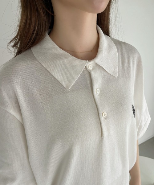「U.S. POLO ASSN.」 半袖ポロシャツ M オフホワイト レディース_画像4