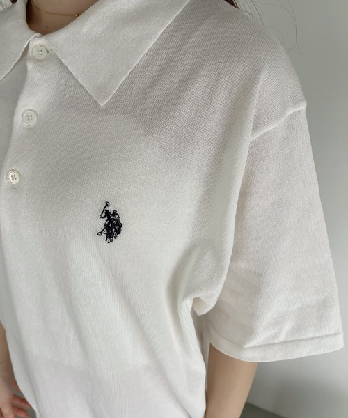「U.S. POLO ASSN.」 半袖ポロシャツ M オフホワイト レディース_画像5