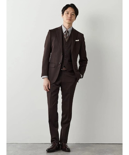 Brioni セットアップ スーツ ブラウン ウール A395 WASHABLE WOOL ダークブラウン＞スーツ見え！セットアップスタイル