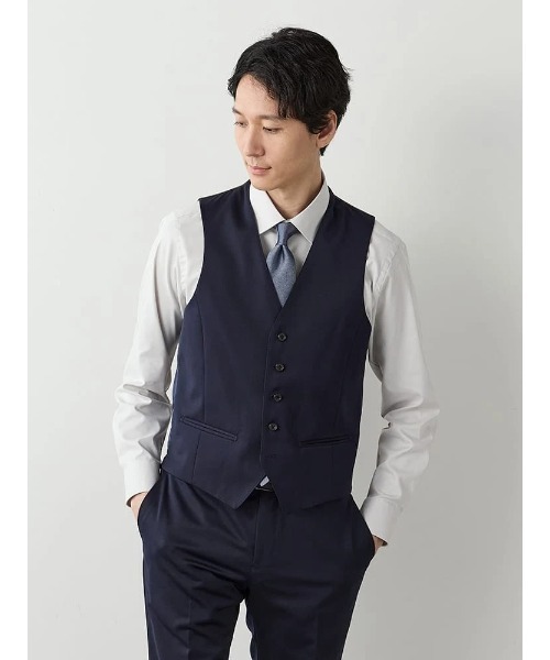 美品 XL パーフェクトスーツファクトリー スリーピース スーツ ネイビー Perfect Suit FActory（パーフェクト スーツ ファクトリー