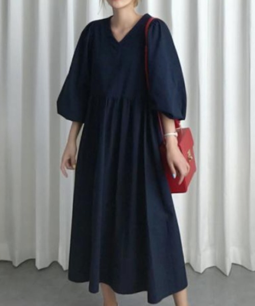 「a lot of love」 「yiliansu」7分袖ワンピース S ベージュ レディース_画像6