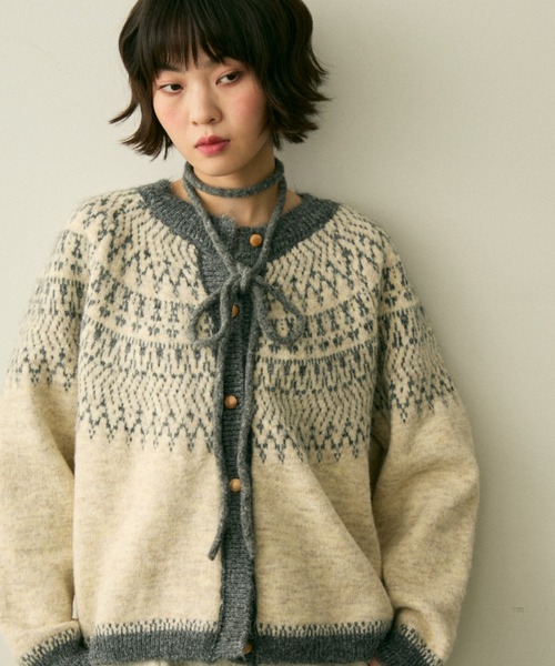full/fill. カーディガン bicolor nordic knit cardigan / バイカラー
