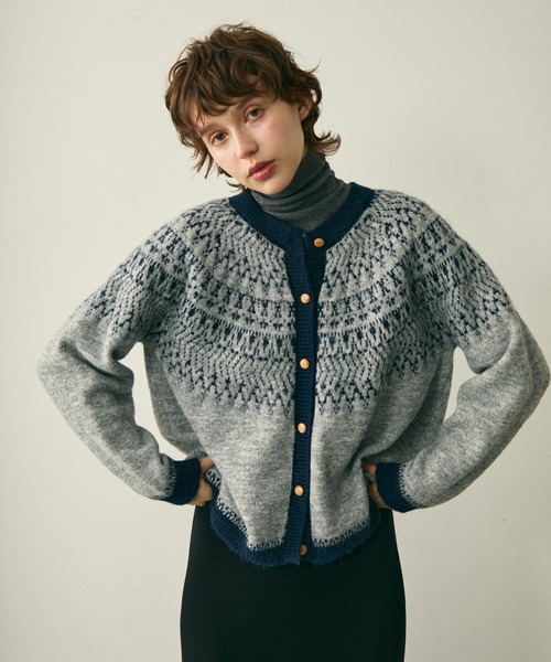 full/fill. カーディガン bicolor nordic knit cardigan / バイカラー