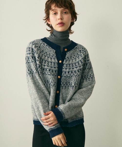 full/fill. カーディガン bicolor nordic knit cardigan / バイカラー
