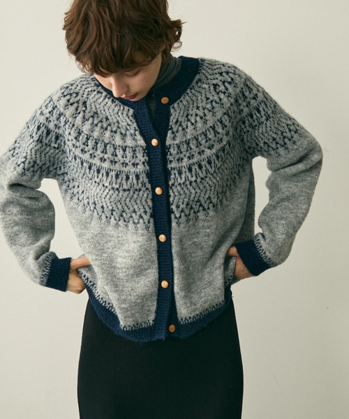 full/fill. カーディガン bicolor nordic knit cardigan / バイカラー 