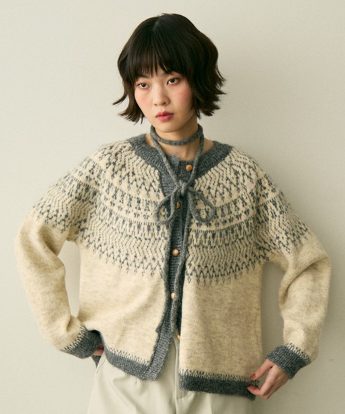 full/fill. カーディガン bicolor nordic knit cardigan / バイカラー