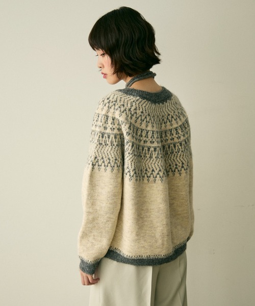 full/fill. カーディガン bicolor nordic knit cardigan / バイカラー