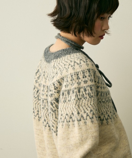 full/fill. カーディガン bicolor nordic knit cardigan / バイカラー