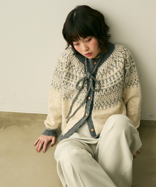 full/fill. カーディガン bicolor nordic knit cardigan / バイカラー