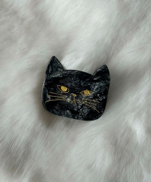 LOWO ヘアクリップ 猫モチーフ バレッタ ヘアクリップ 大きめ ハーフ