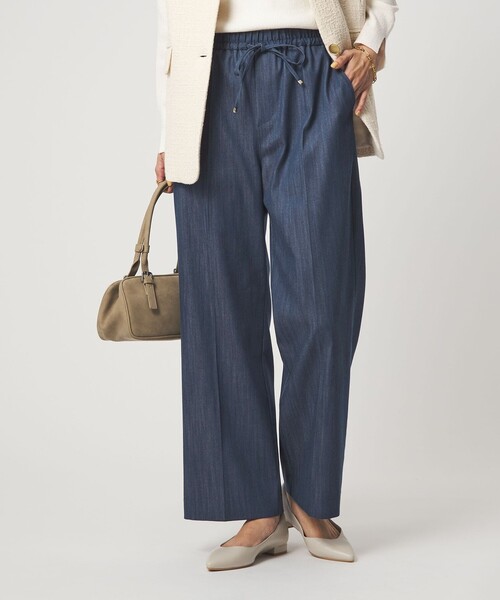 ワイドパンツ ジーンズ デニム デニムパンツ 「size SHORT/TALLあり」ニーハイフレアパンツ デニム 2 ストレッチ レディースの画像