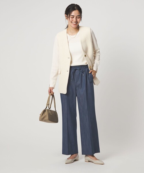 ワイドパンツ ジーンズ デニム デニムパンツ 「size SHORT/TALLあり」ニーハイフレアパンツ デニム 2 ストレッチ レディースの画像