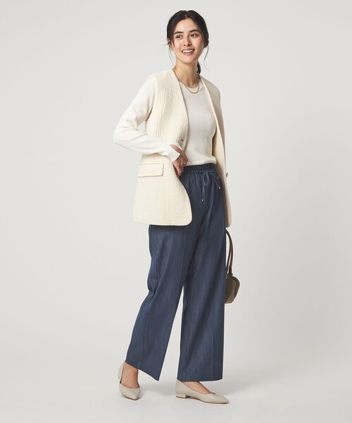 ワイドパンツ ジーンズ デニム デニムパンツ 「size SHORT/TALLあり」ニーハイフレアパンツ デニム 2 ストレッチ レディースの画像