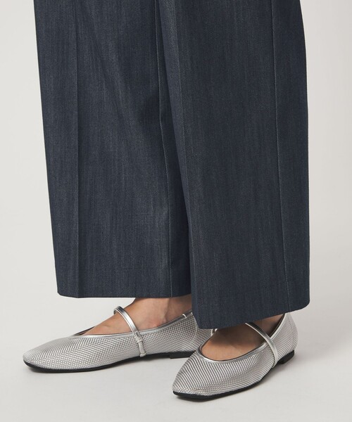 ワイドパンツ ジーンズ デニム デニムパンツ 「size SHORT/TALLあり」ニーハイフレアパンツ デニム 2 ストレッチ レディースの画像