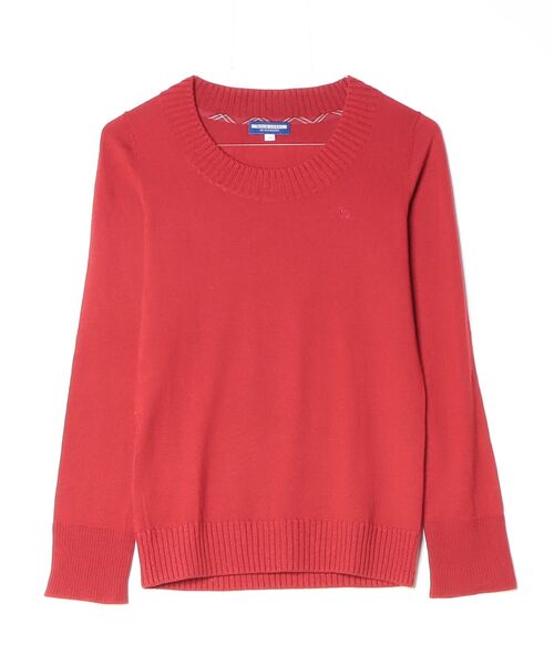 BURBERRY BLUE LABEL」 長袖ニット 38 レッド レディース バーバリー 