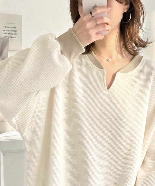  ワッフル 白　Lサイズ classicalelf（クラシカルエルフ） tシャツ 今っぽさは、色でつくる