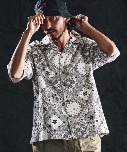 wjk reluxe シャツ 半袖 mhs2487-bandana open collar SS shirts