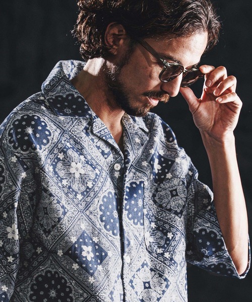 wjk reluxe シャツ 半袖 mhs2487-bandana open collar SS shirts