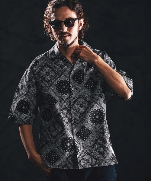wjk reluxe シャツ 半袖 mhs2487-bandana open collar SS shirts
