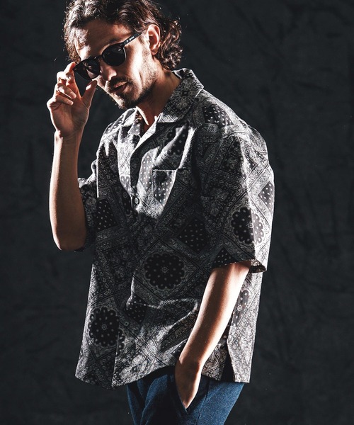 wjk reluxe シャツ 半袖 mhs2487-bandana open collar SS shirts