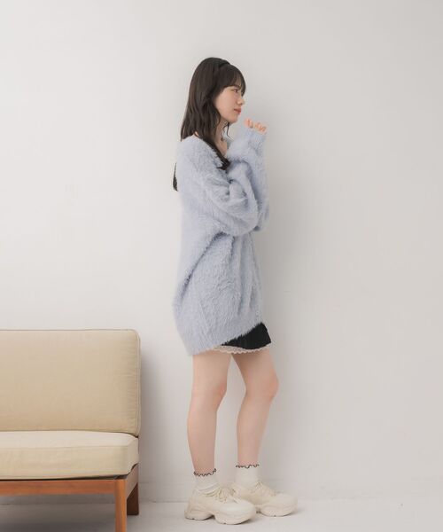 「ems excite」 ニットカーディガン FREE チャコールグレー レディース_画像5