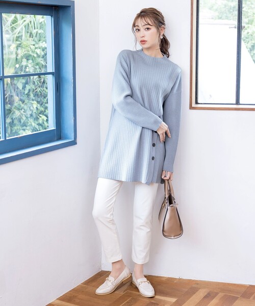 「Tiaclasse」 長袖ニット M ワインレッド レディース_画像2