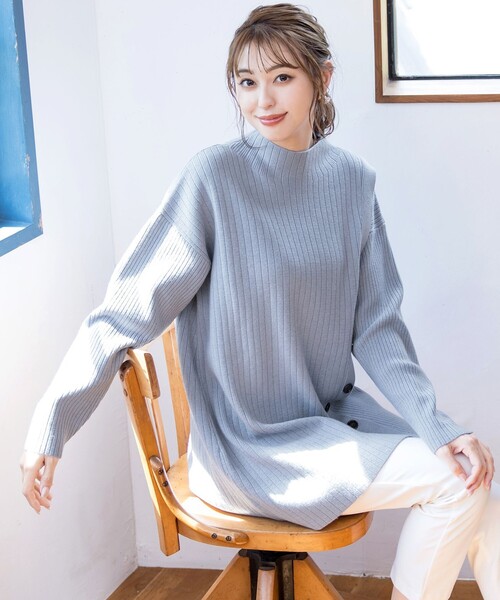 「Tiaclasse」 長袖ニット M ワインレッド レディース_画像7