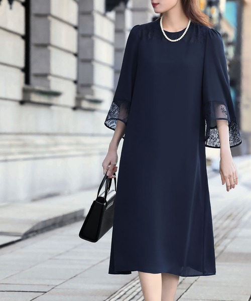 「Flolia」 長袖ワンピース M ブラック レディース_画像5