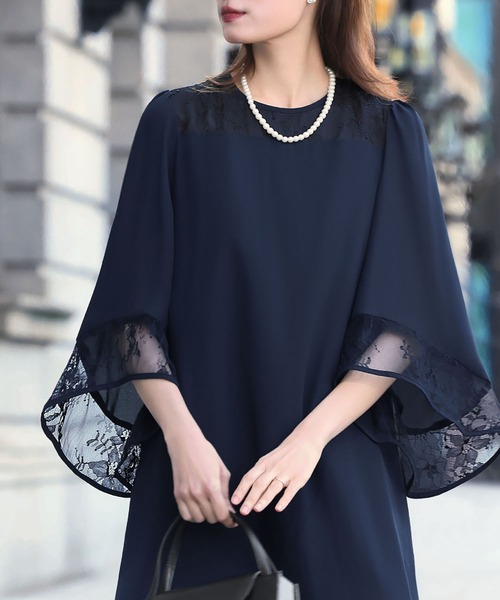 「Flolia」 長袖ワンピース M ブラック レディース_画像7