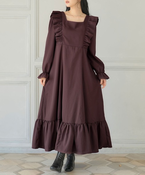 「Newlyme」 長袖ワンピース LARGE ブラック レディース_画像6