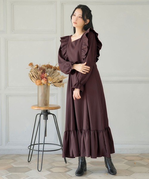 「Newlyme」 長袖ワンピース LARGE ブラック レディース_画像7