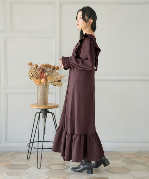 「Newlyme」 長袖ワンピース LARGE ブラック レディース_画像8