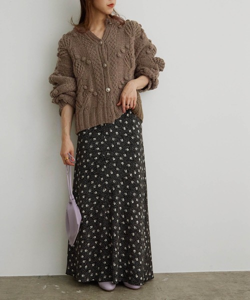 「MADEMOISELLE ROPE'」 ニットカーディガン 38 パープル レディース_画像4