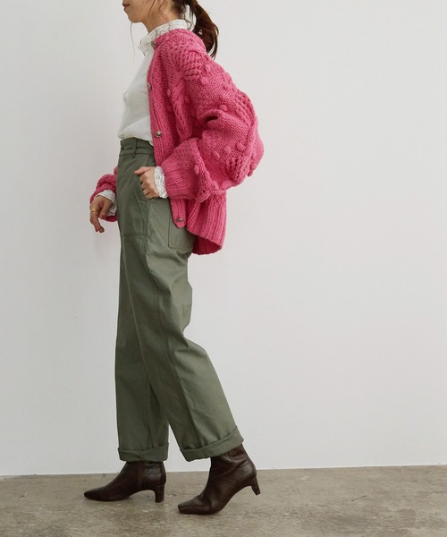 「MADEMOISELLE ROPE'」 ニットカーディガン 38 パープル レディース_画像6