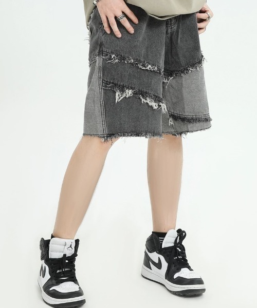 「A‘gem 9」 「extreme cause」デニムハーフパンツ M ブラック レディース_画像4