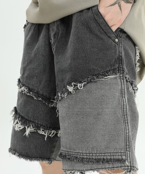 「A‘gem 9」 「extreme cause」デニムハーフパンツ M ブラック レディース_画像7