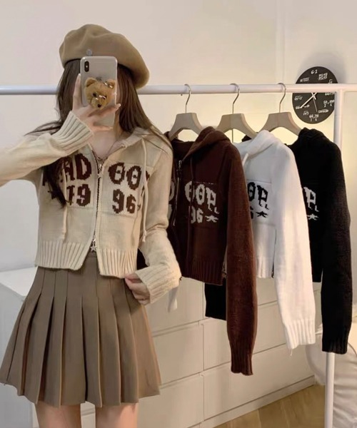 「shopnikoniko」 ニットカーディガン フリー ブラック レディース_画像2