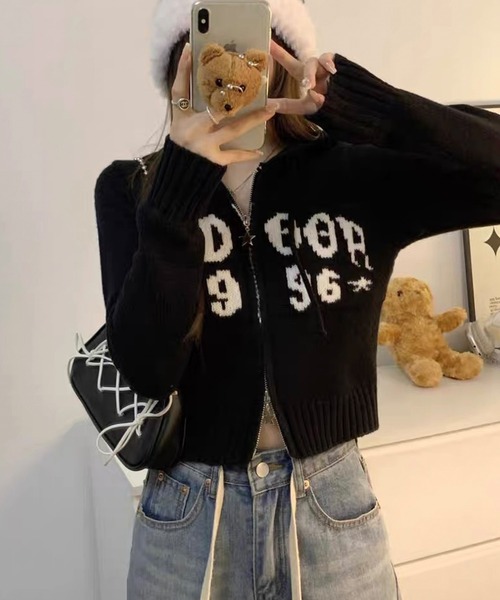 「shopnikoniko」 ニットカーディガン フリー ブラック レディース_画像5