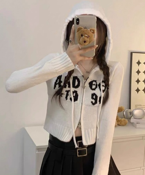 「shopnikoniko」 ニットカーディガン フリー ブラック レディース_画像8