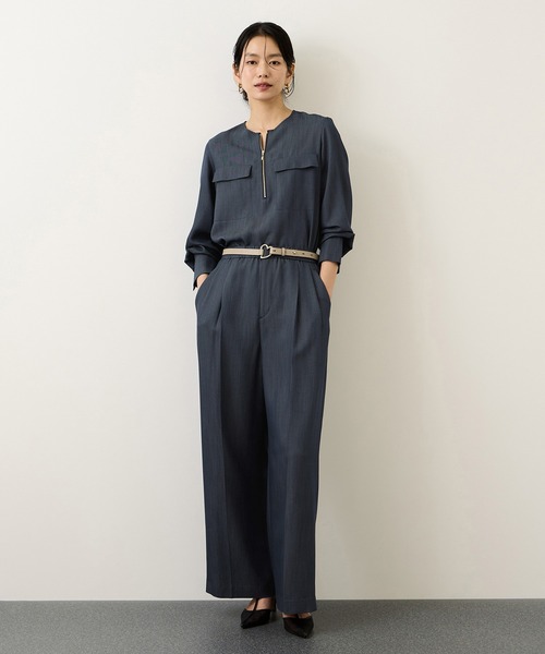 ブラウス シャツ フロントジップブラウス/セットアップ対応・イージーケア レディースの画像
