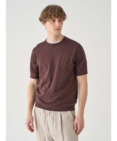 セーター ニット 半袖コットンニットＴシャツ メンズの画像