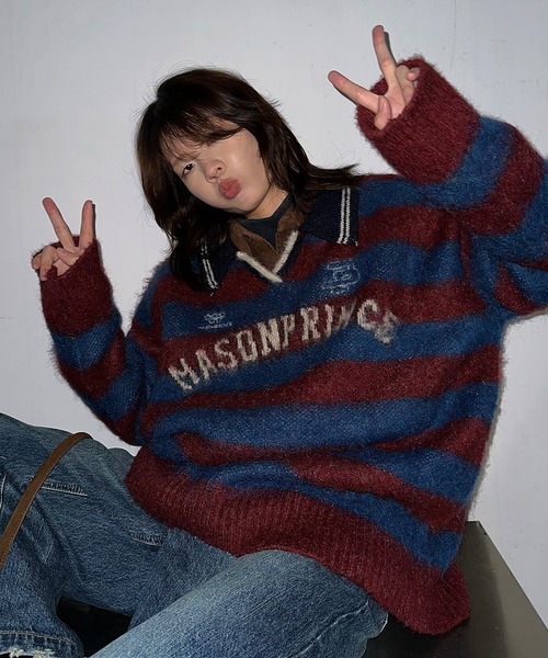 「MASONPRINCE」 長袖ニット X-LARGE レッド系その他 メンズ_1