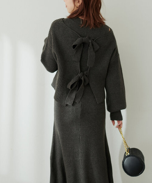 「natural couture」 ニットワンピース MEDIUM ライトベージュ レディース_画像2