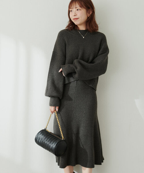 「natural couture」 ニットワンピース MEDIUM ライトベージュ レディース_画像4