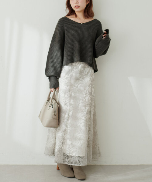 「natural couture」 ニットワンピース MEDIUM ライトベージュ レディース_画像8